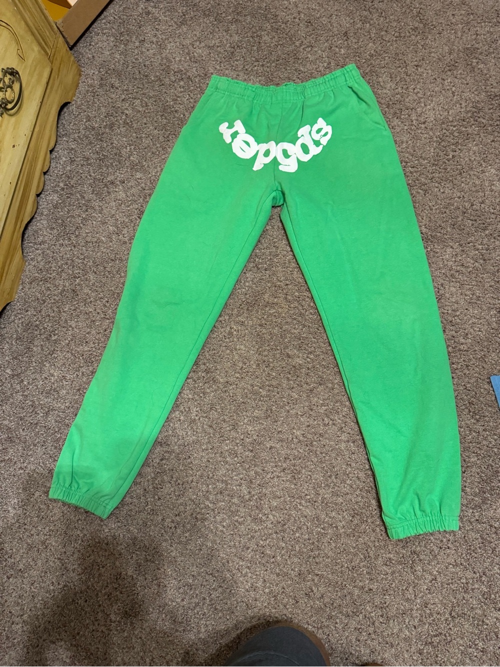 Bright Green Logo Sweatpants with Elastic Cuffs